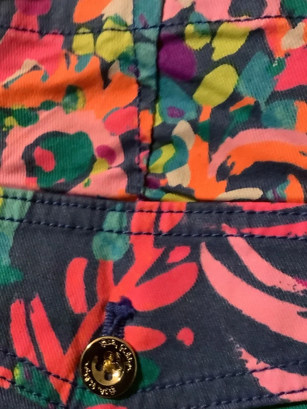 Lilly‎ Pulitzer Navy Floral Swim/Resort Shorts in Neon Mix, 2% spandex